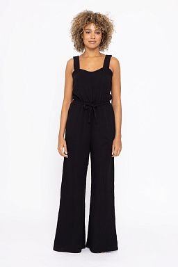 Cotton Gauze Wide Leg Black