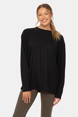 Cozy Boyfriend Hacci Long Sleeve Black