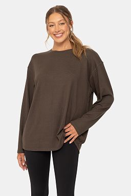 Cozy Boyfriend Hacci Long Sleeve Dark olive