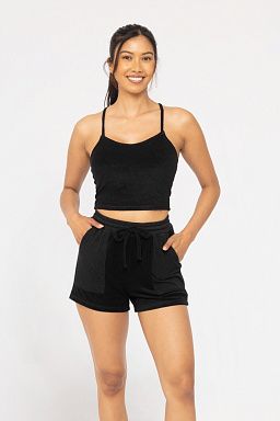 Crossback Terry Camisole Black