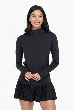 GREEN Mock Neck Half Zip Active