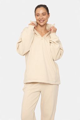 Half-Zip Drawstring Pullover Champagne