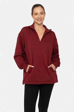 Half-Zip Drawstring Pullover Red velvet