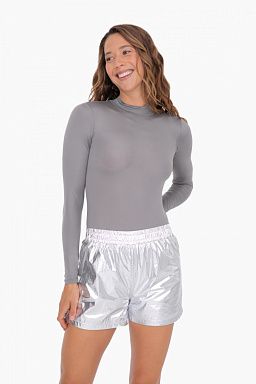 Metallic Mock Neck Long Sleeve Bodysuit