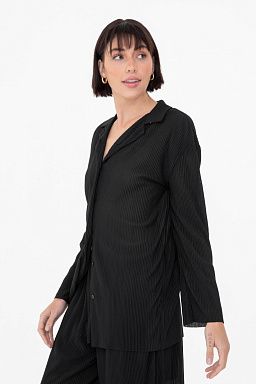 Micro Pleated Oversized Button Down Shirt