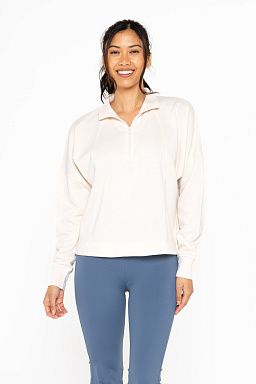 Plush Half-Zip Fleece Pullover Pearled ivory