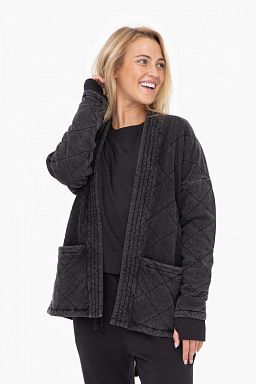 Quilted Mineral Washed Wrap Jacket