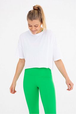 Relaxed Fit Raw Edge Cropped Tee