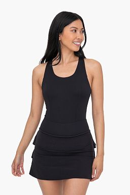 Ruffle Back Active Tank Black