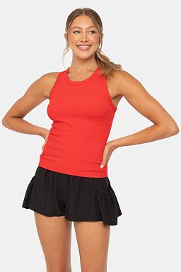 Seamless Ribbed Racerback Tank Top Cherry