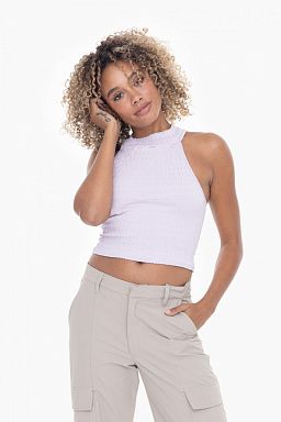 Smocked Halter Racerback Crop Top